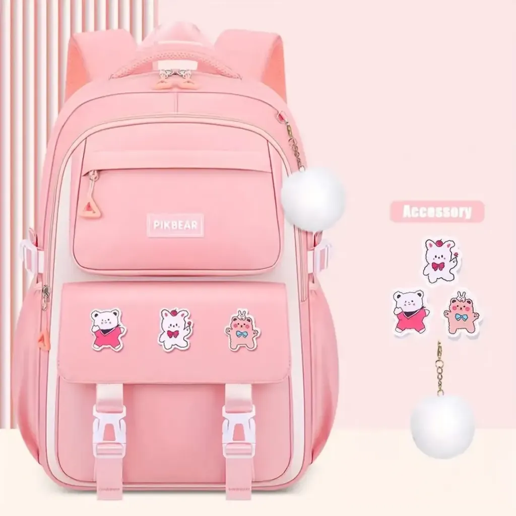 Kids Backpack Children School Bags for Girls Orthopedic Waterproof Primary Schoolbag Book Bag (pink)