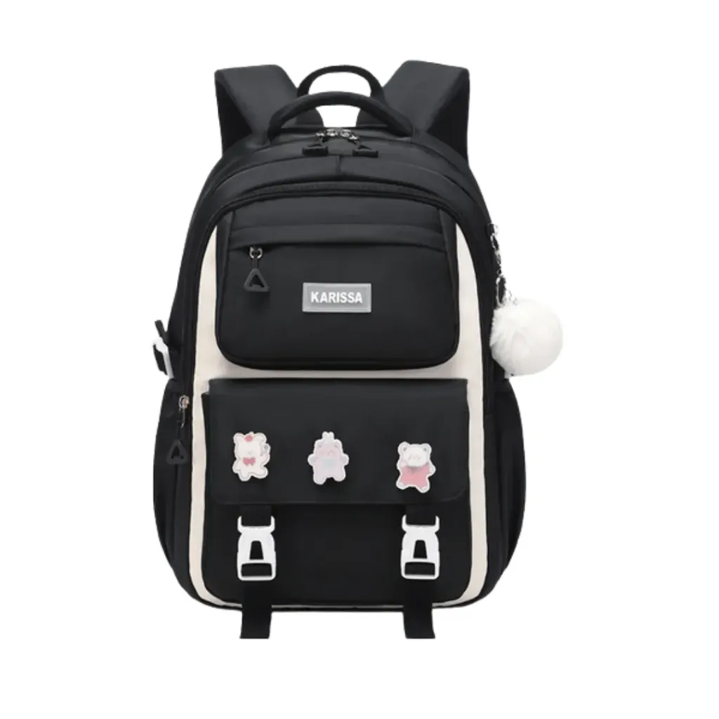 Kids Backpack Children School Bags Waterproof Primary Schoolbag Book Bag (black)